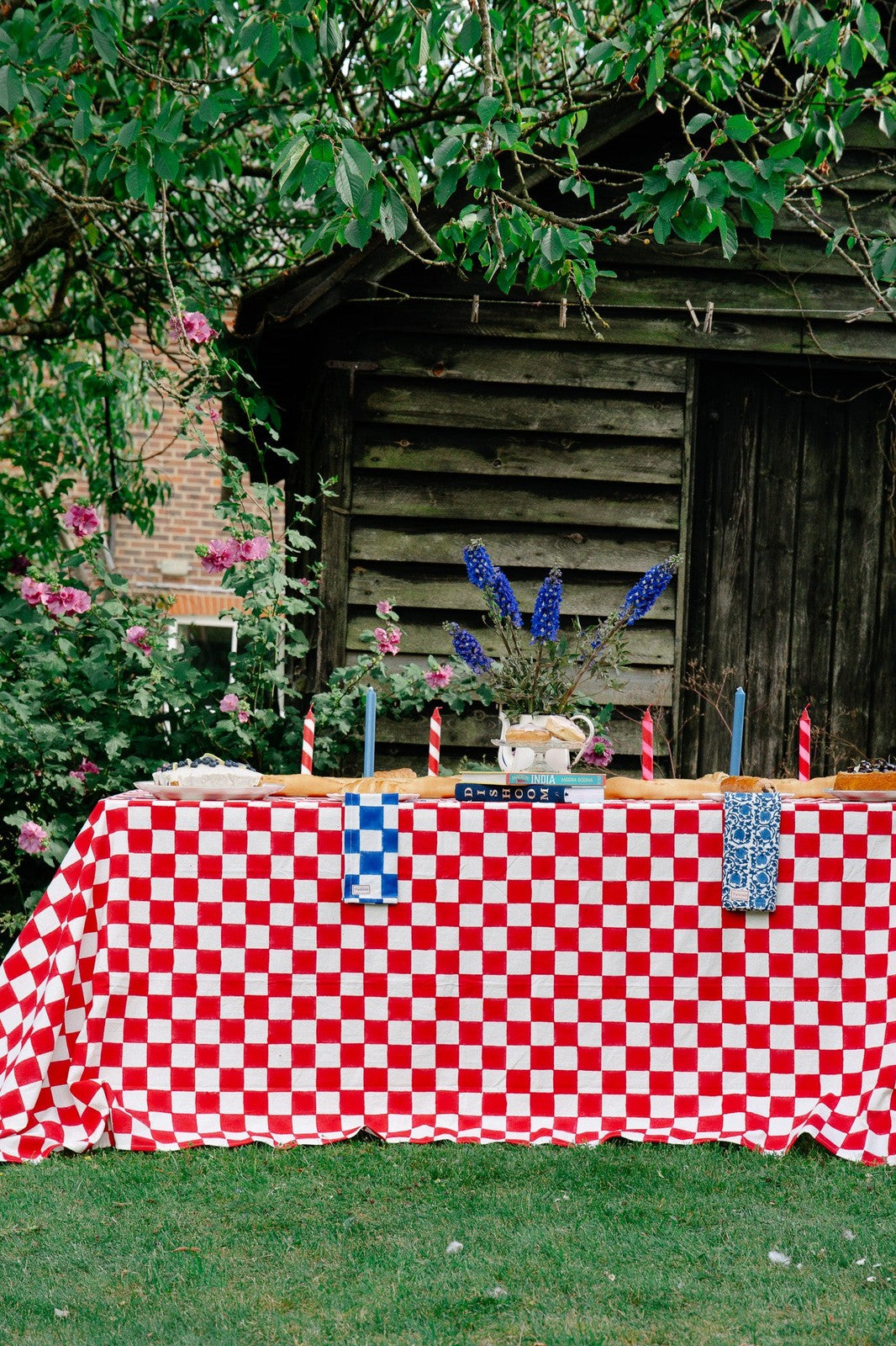 Blue & White Checkerboard Napkin x 4