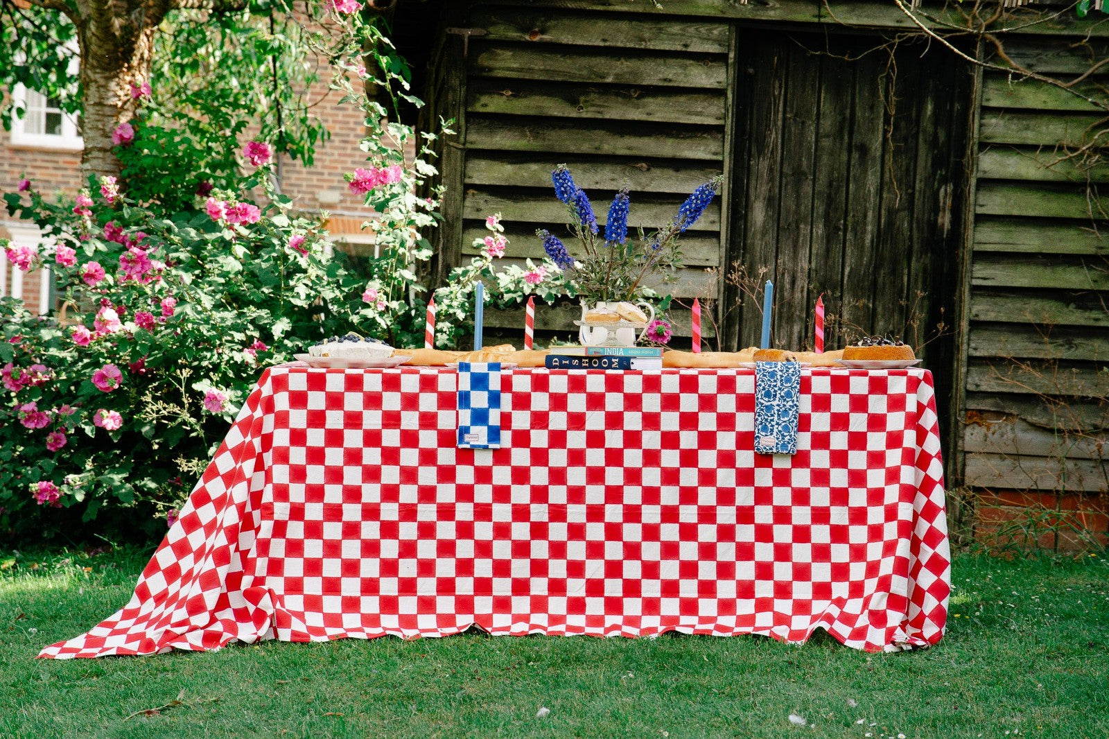 SECONDS Blue & White Checkerboard Napkin x 4