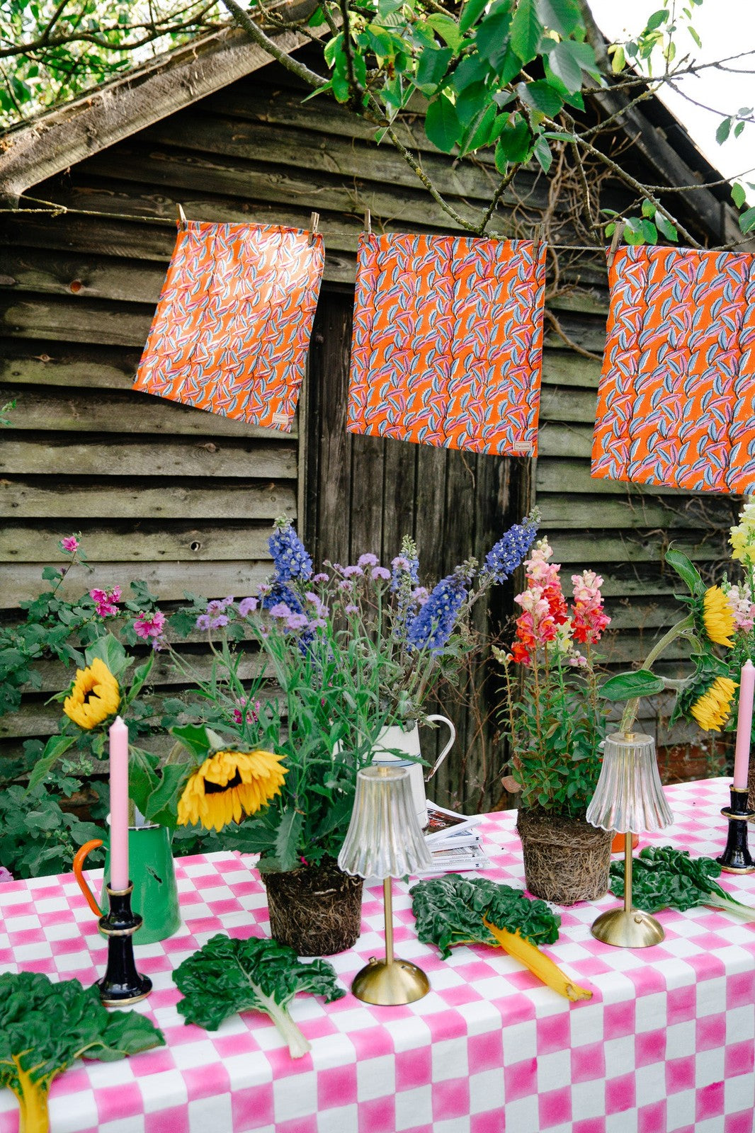 Pink and White Checkerboard Tablecloth