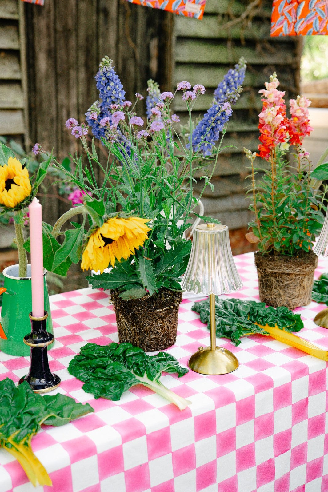 Pink and White Checkerboard Tablecloth