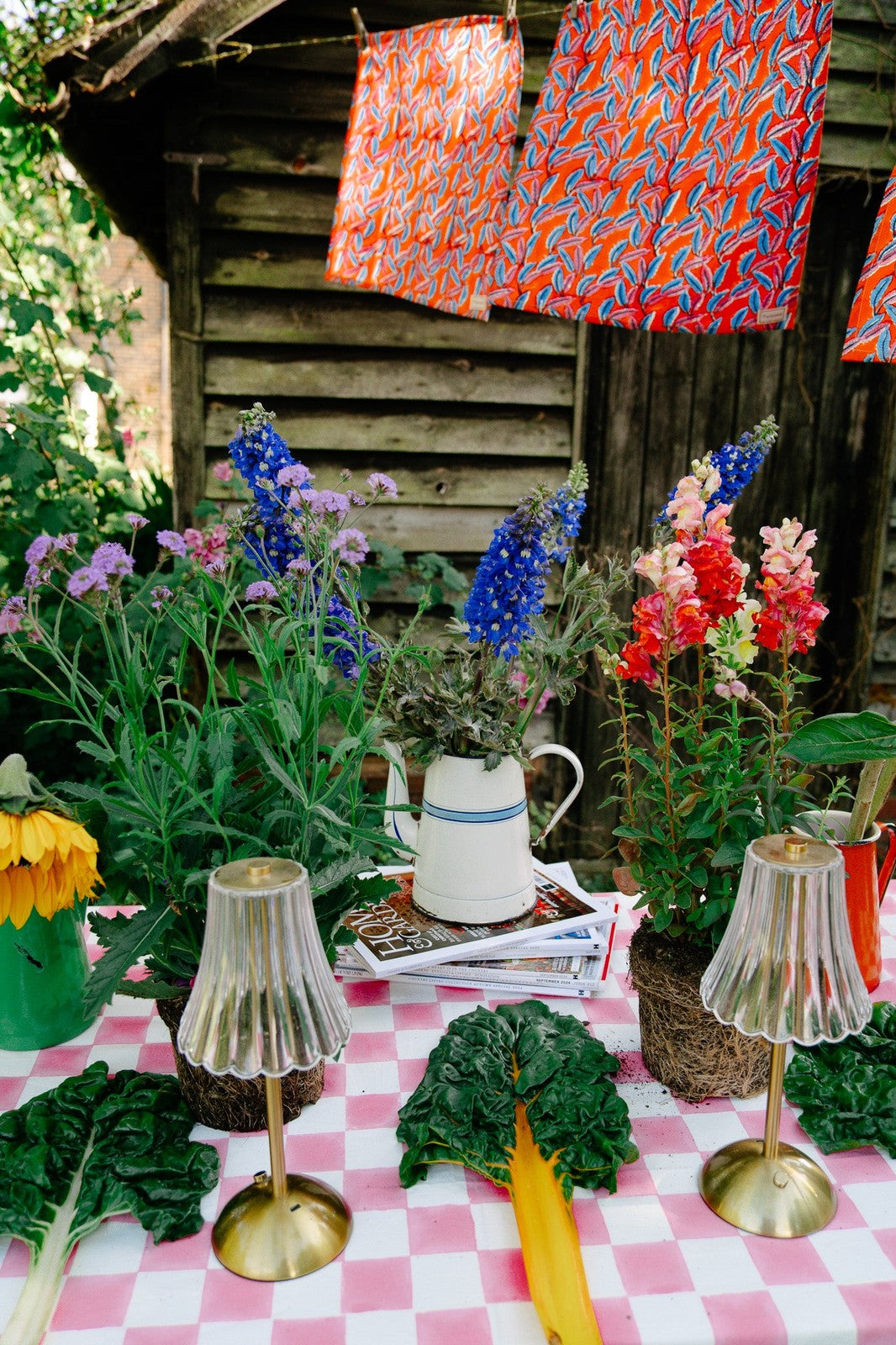Pink and White Checkerboard Tablecloth
