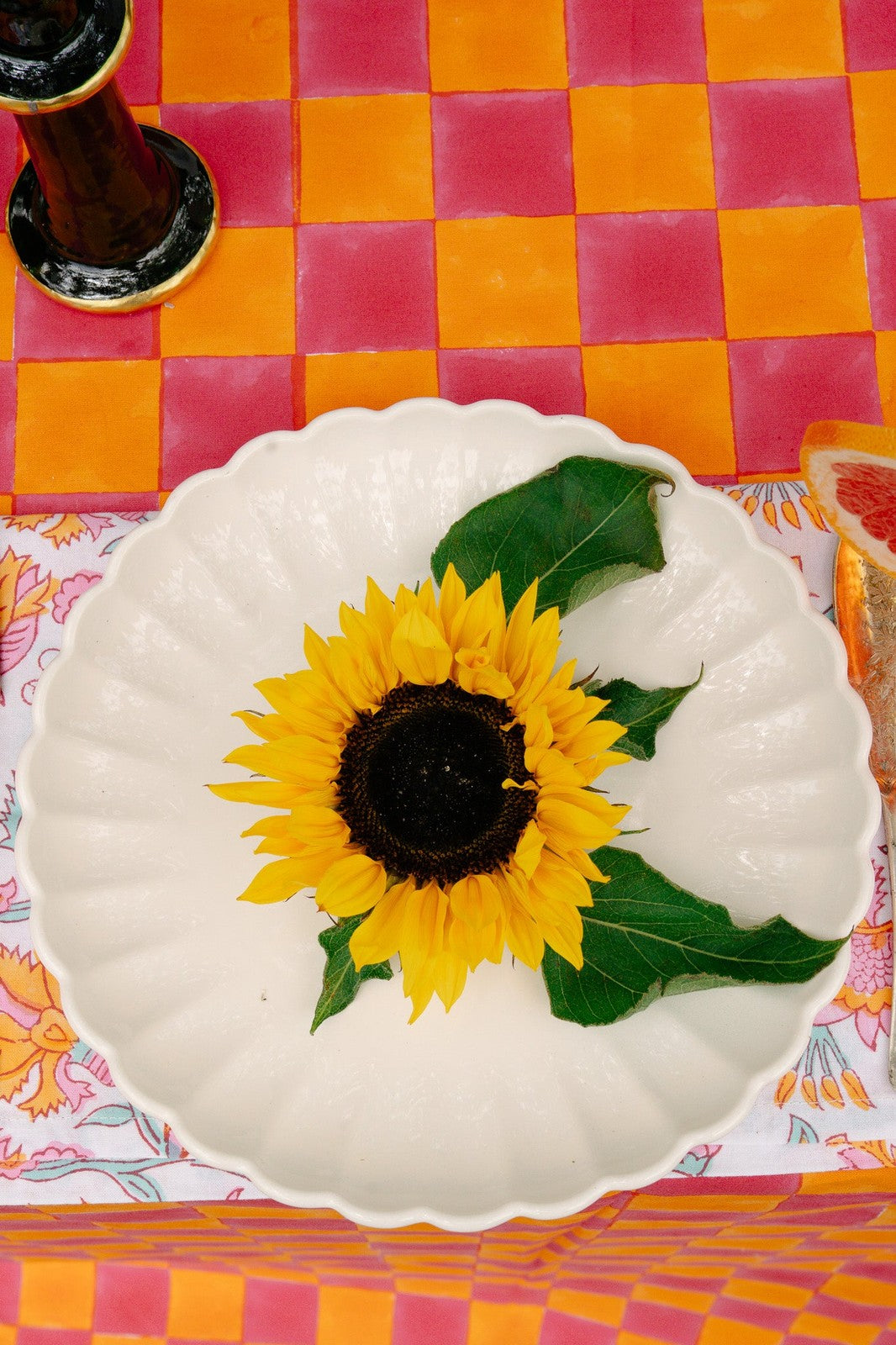 Pink and Yolk Checkerboard Tablecloth