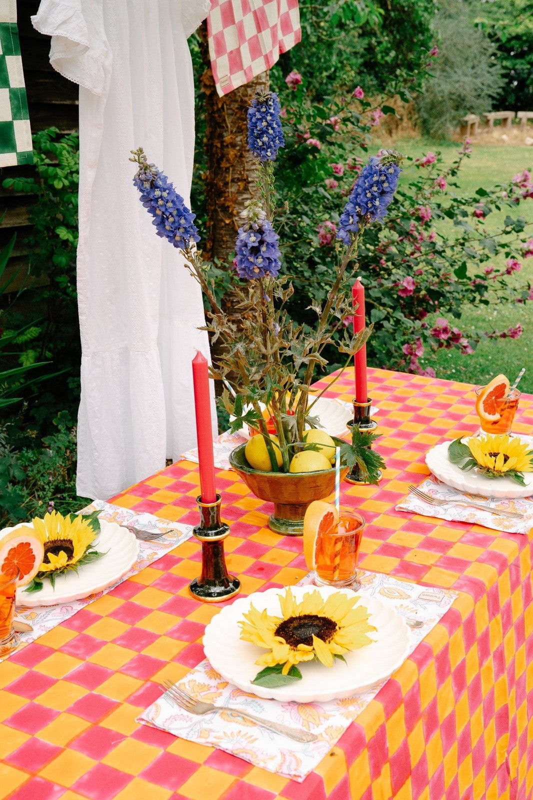 SECONDS Pink and Yolk Checkerboard Tablecloth