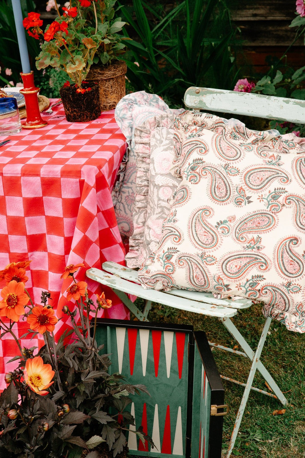 Pink and Red Checkerboard Tablecloth