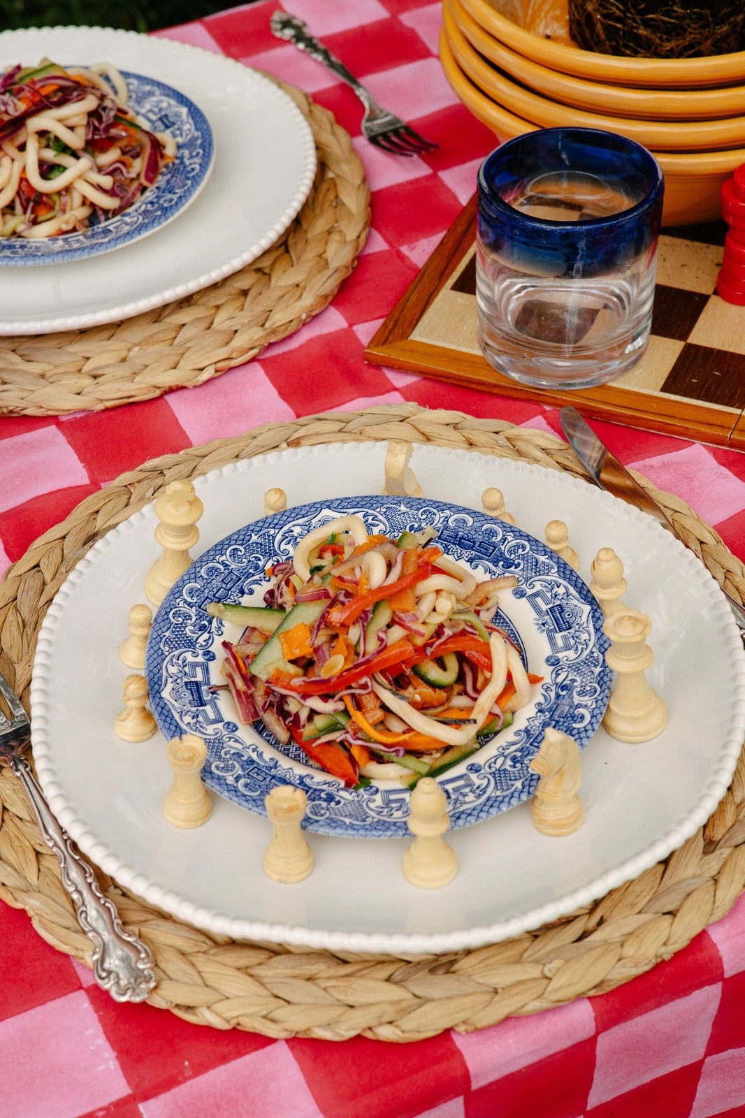 SECONDS Pink and Red Checkerboard Tablecloth