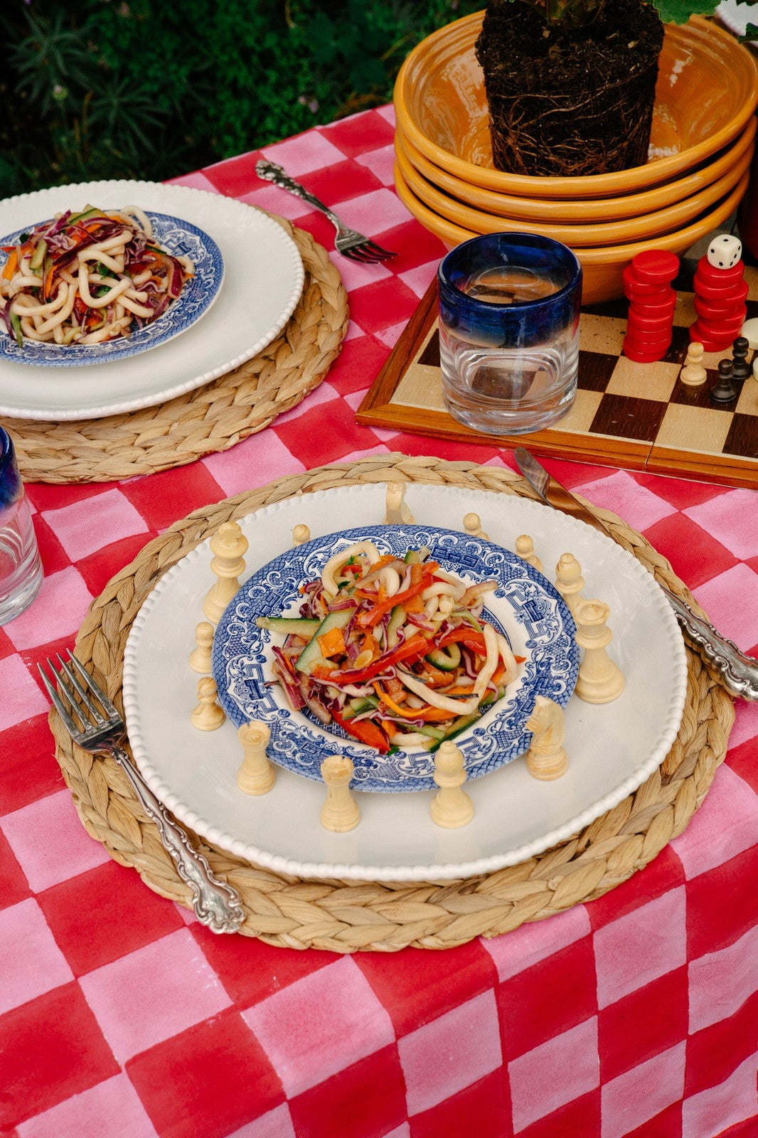 Pink and Red Checkerboard Tablecloth