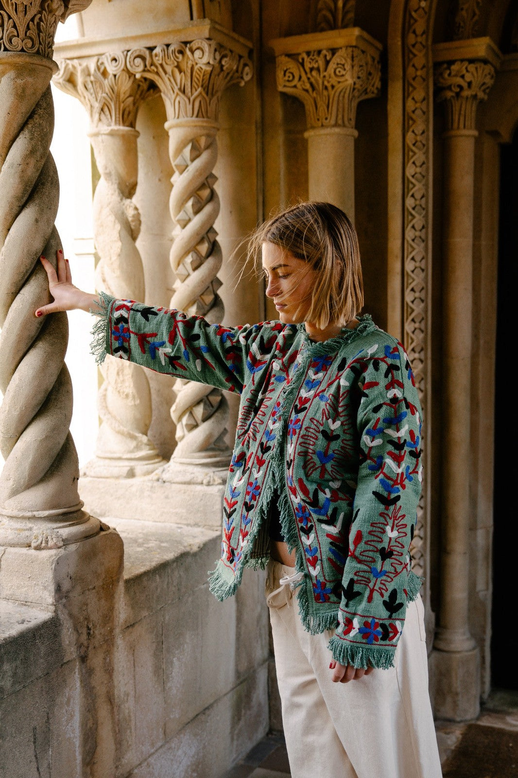 Frayed Edge Bohemian Jacket Blue