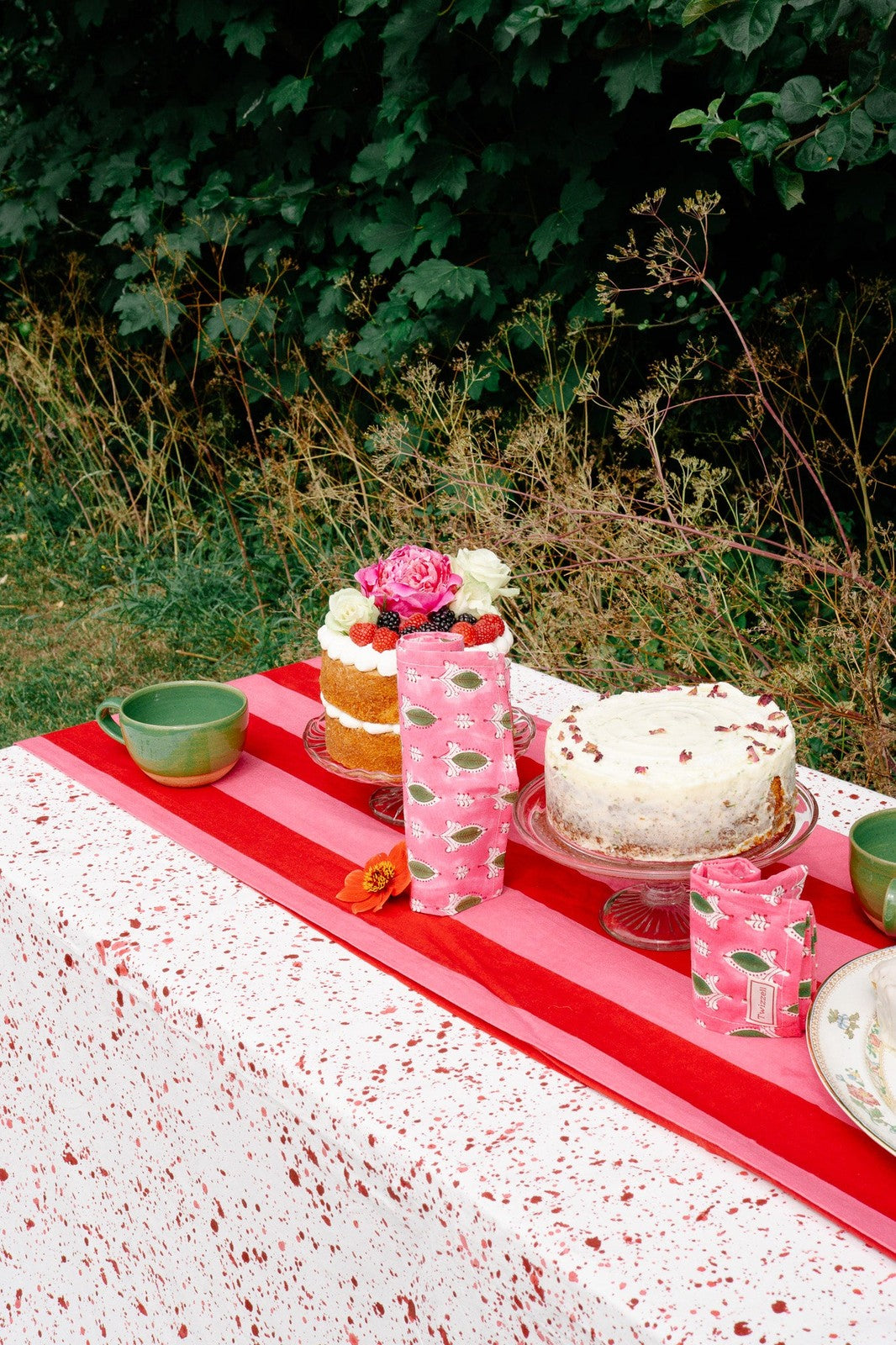 Pink & Red Splatter Tablecloth