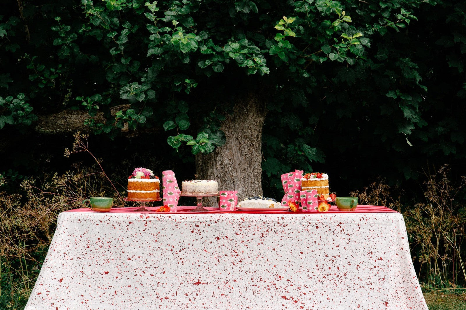 Pink & Red Splatter Tablecloth