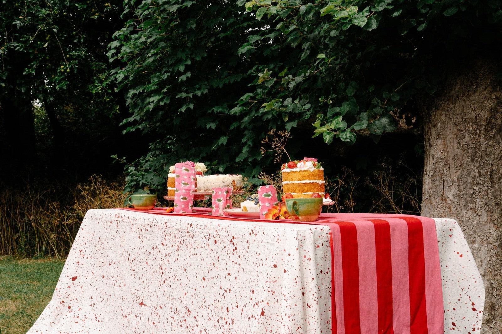 Pink and Red Stripe Tablecloth