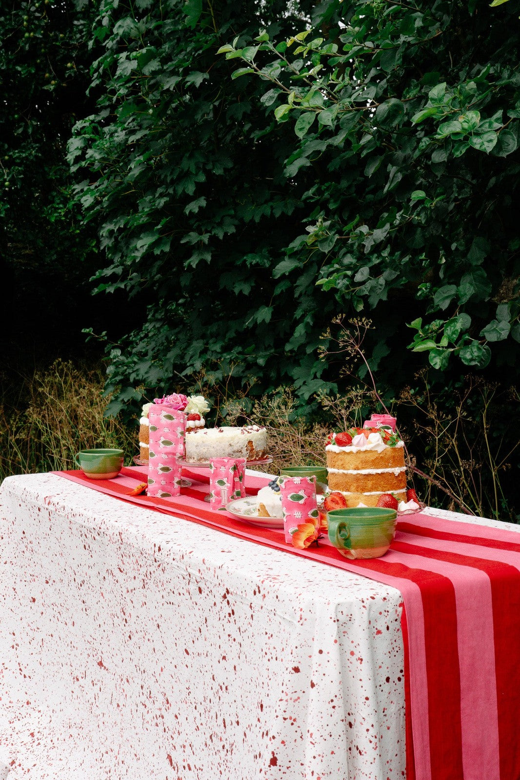 Pink and Red Stripe Tablecloth