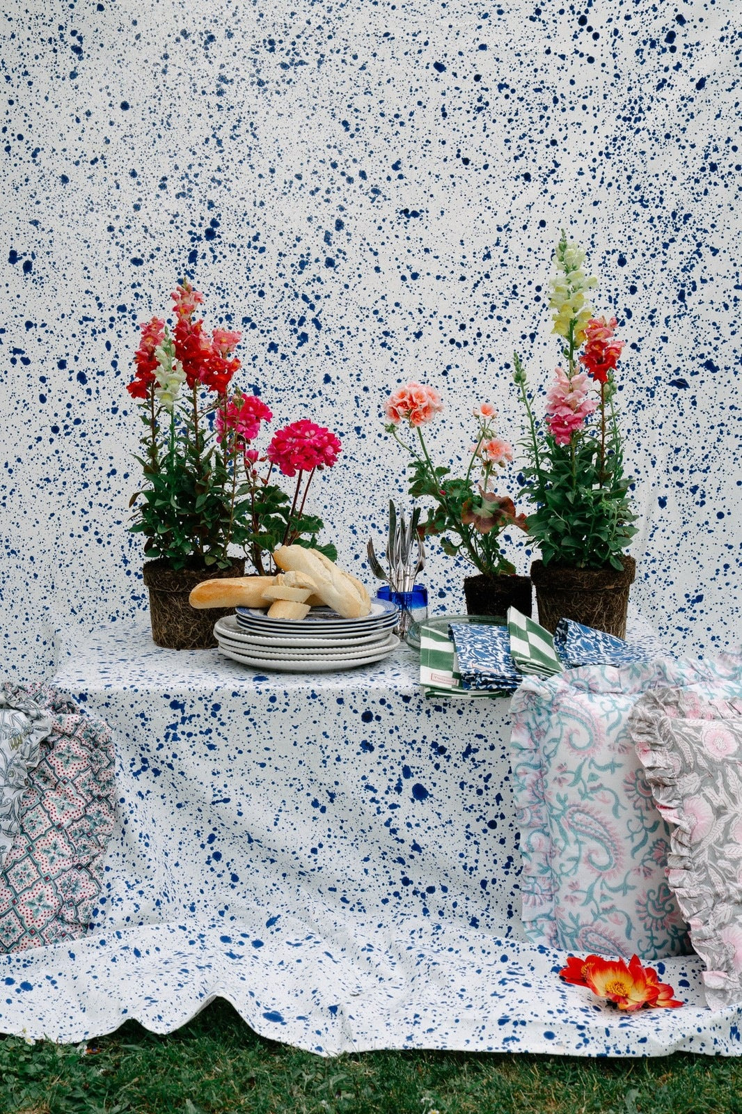 Blue Splatter Tablecloth