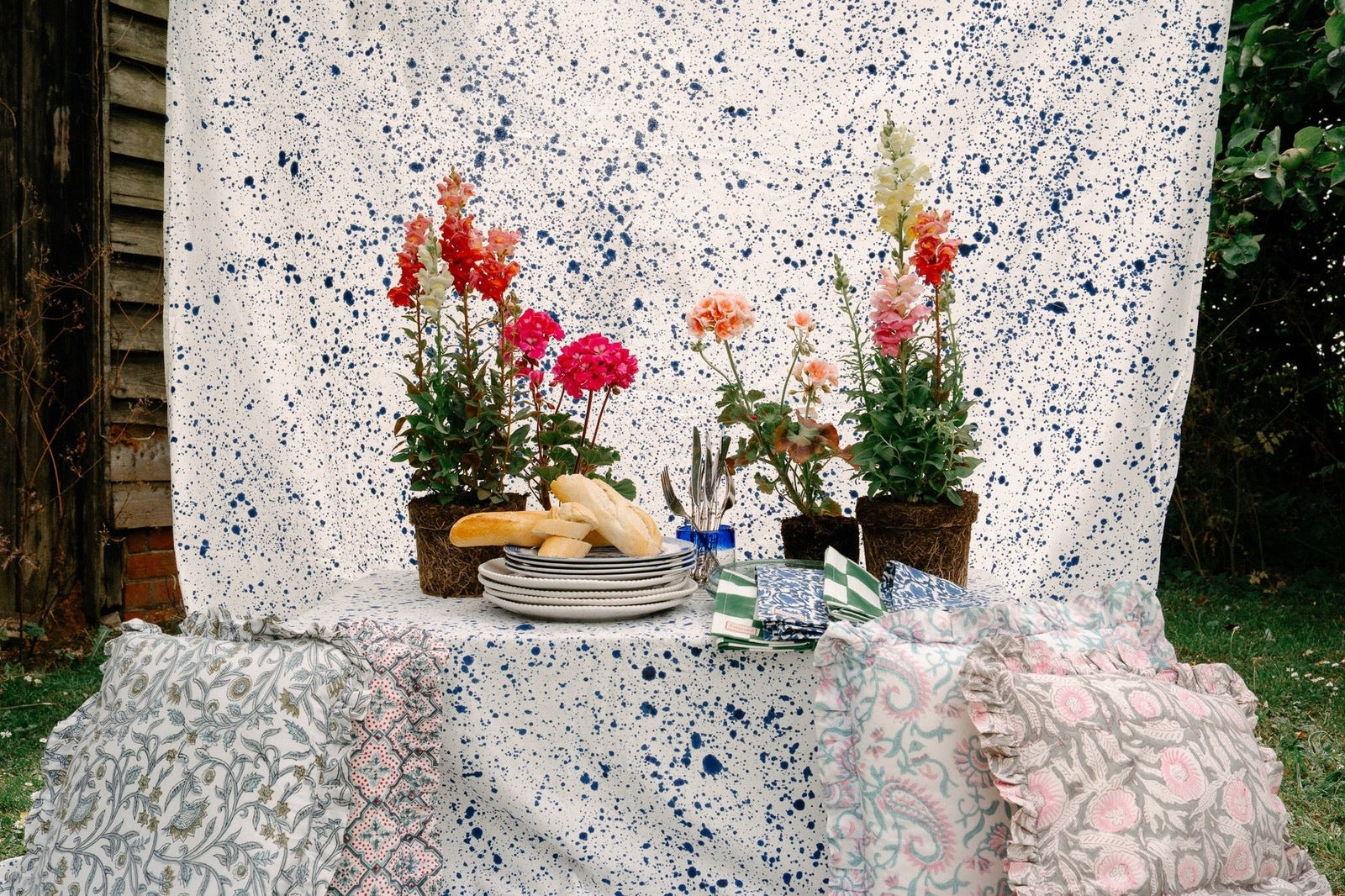 Blue Splatter Tablecloth