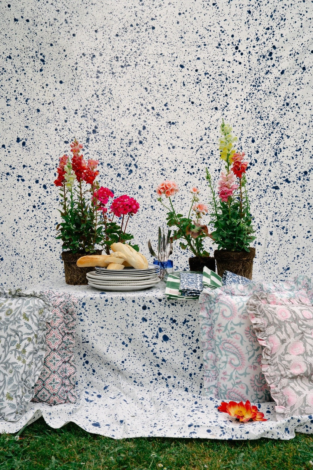 Blue Splatter Tablecloth