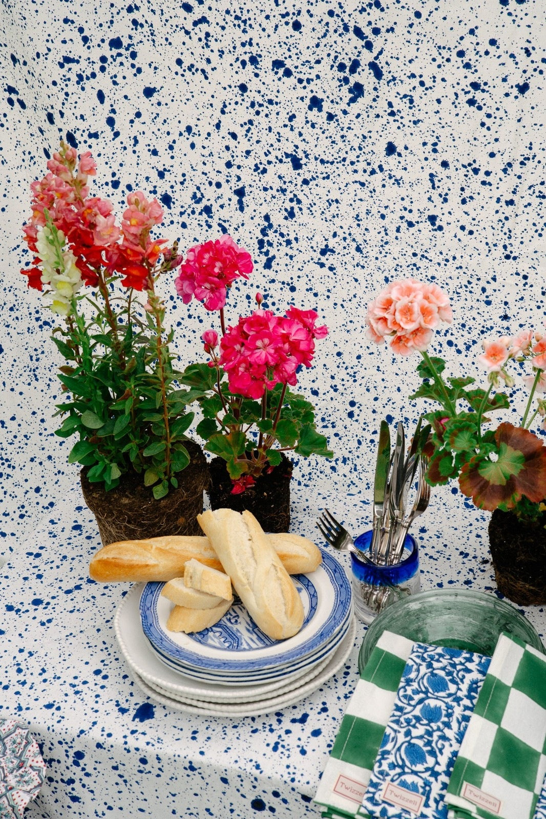 Blue Splatter Tablecloth