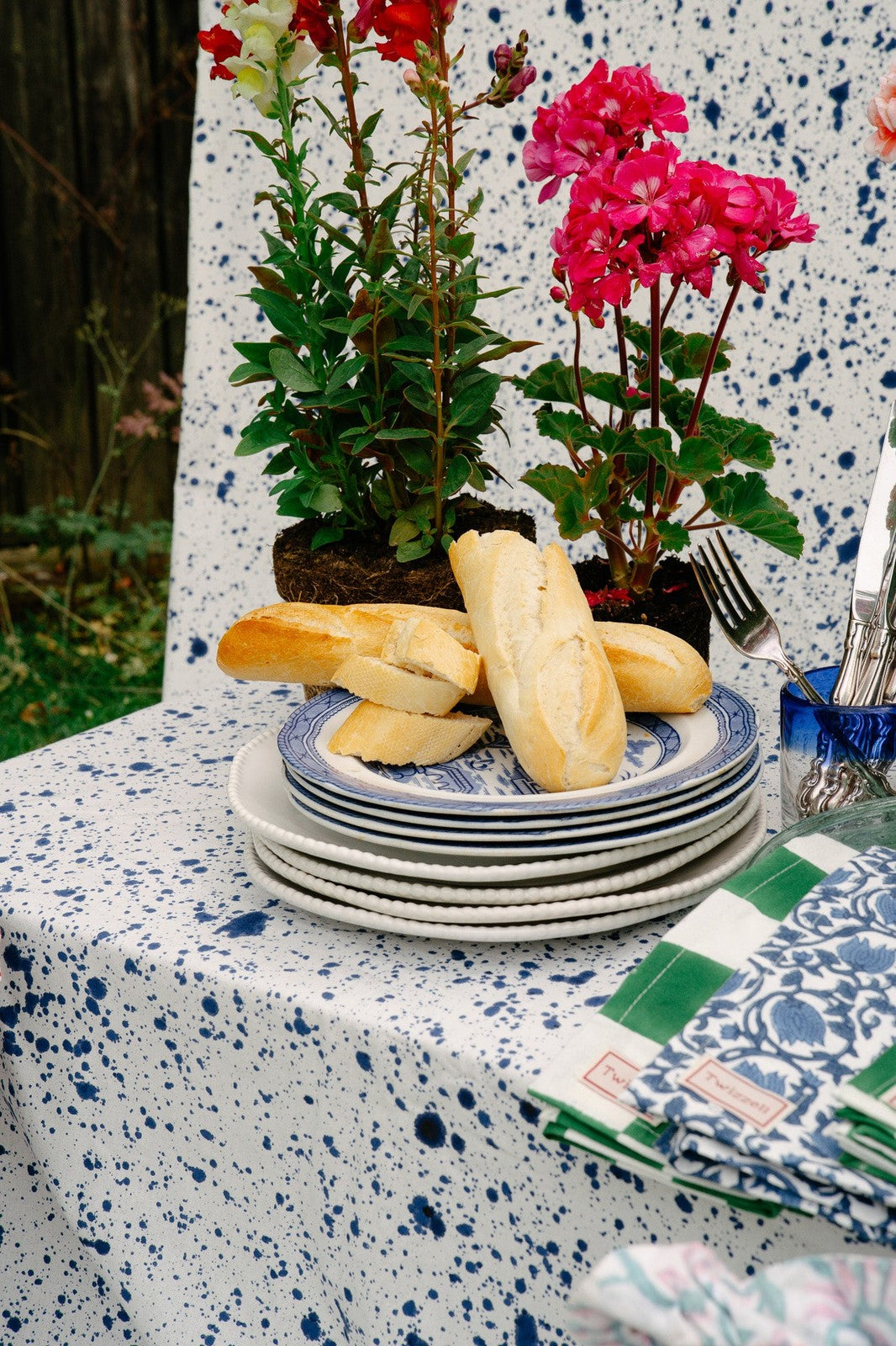 Blue Splatter Tablecloth