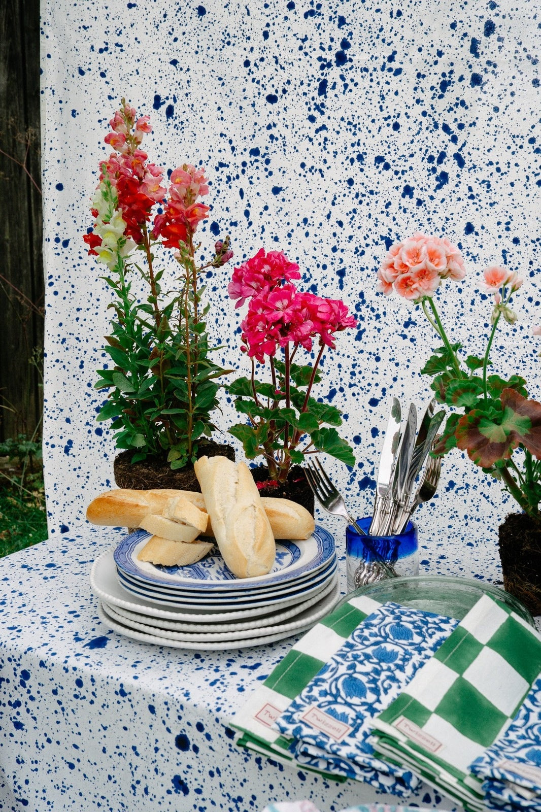 Blue Splatter Tablecloth