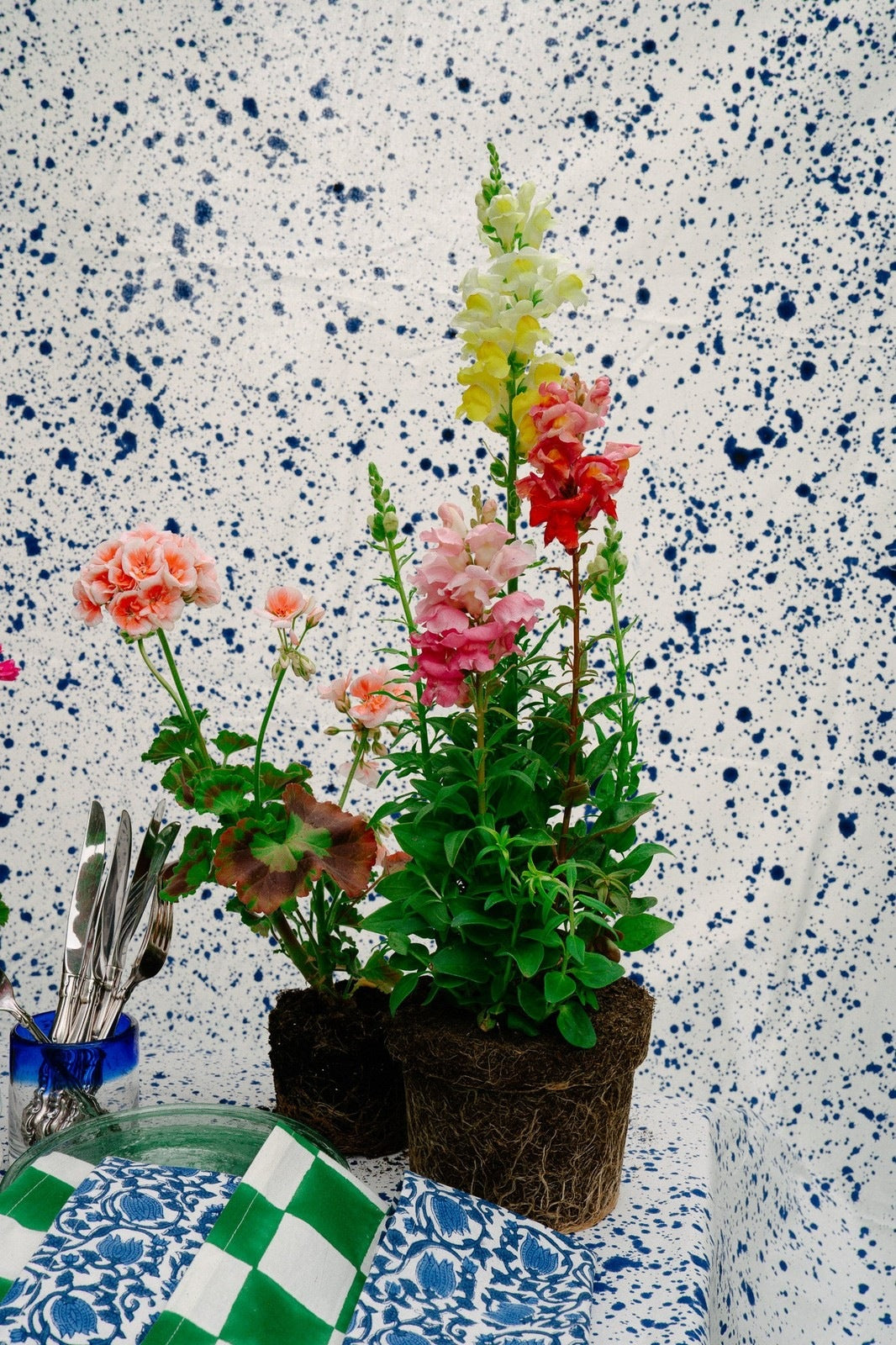 Blue Splatter Tablecloth