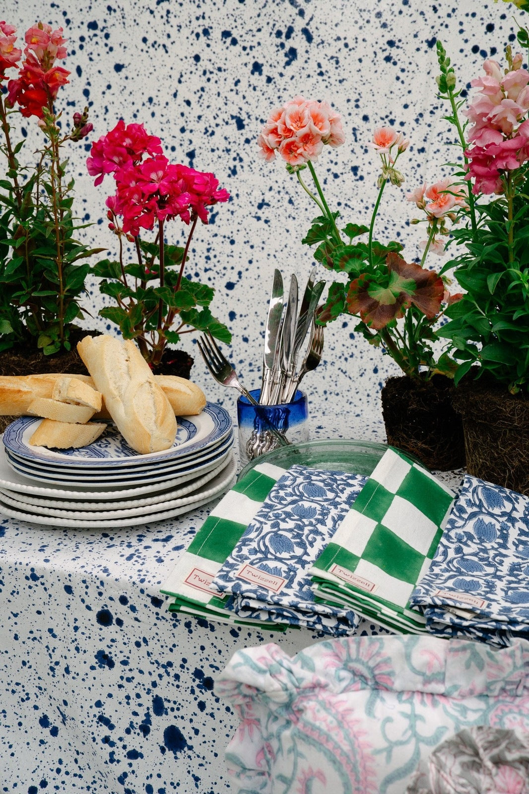 Blue Splatter Tablecloth
