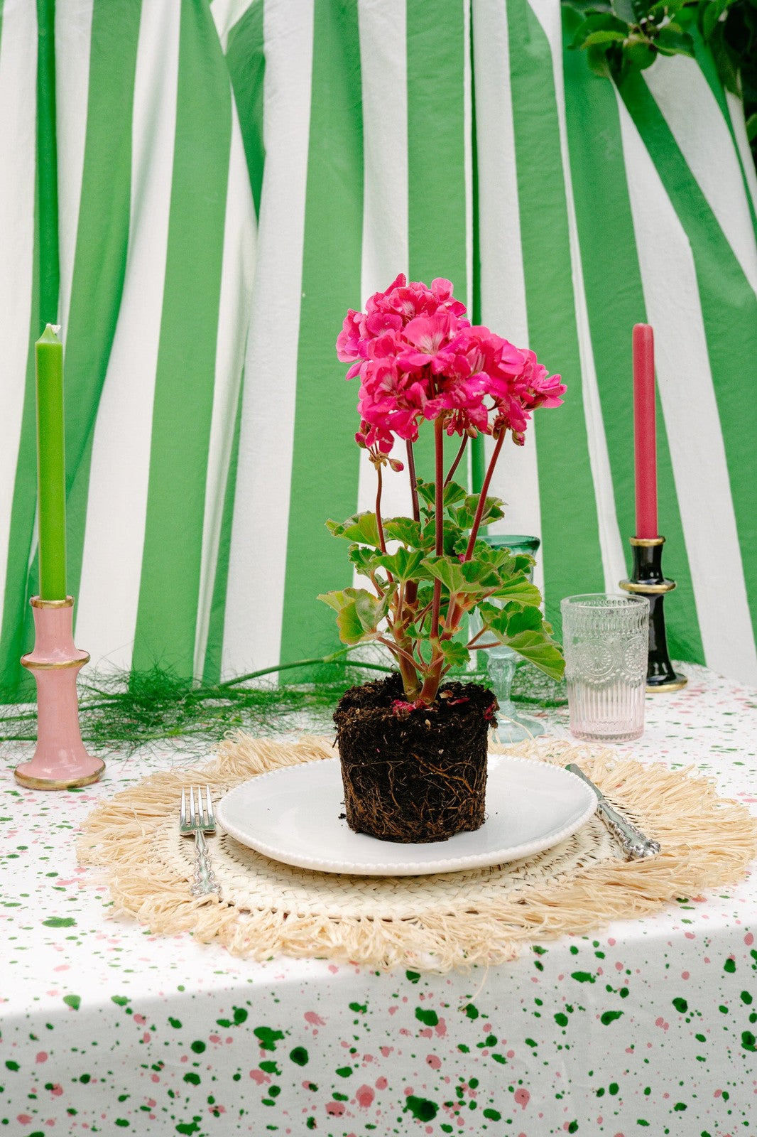 Sage Stripe Tablecloth