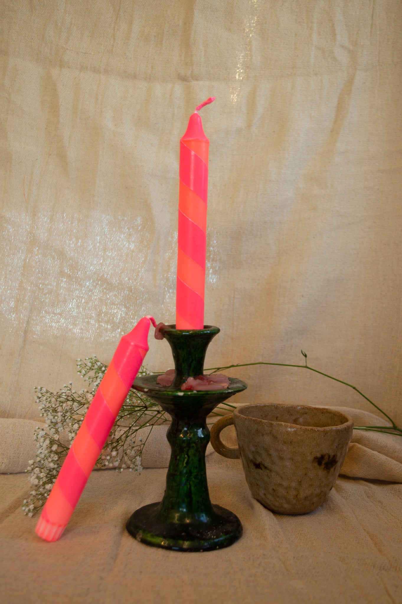 Coral and Pink Helter Skelter Candle