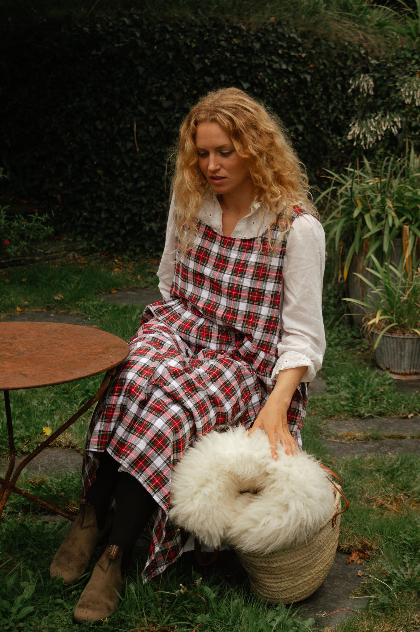 Pinny Dress - Red and White Tartan