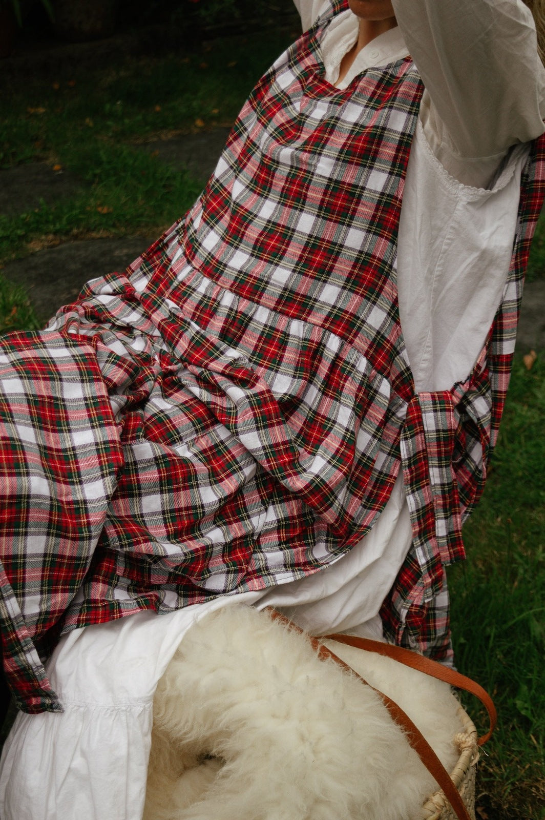 Pinny Dress - Red and White Tartan