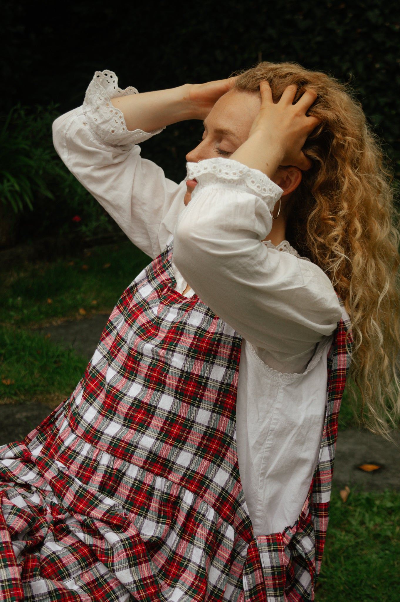 Pinny Dress - Red and White Tartan