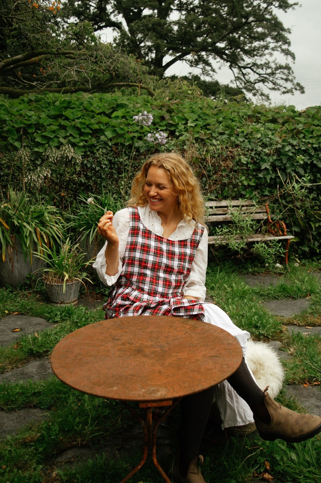 Pinny Dress - Red and White Tartan