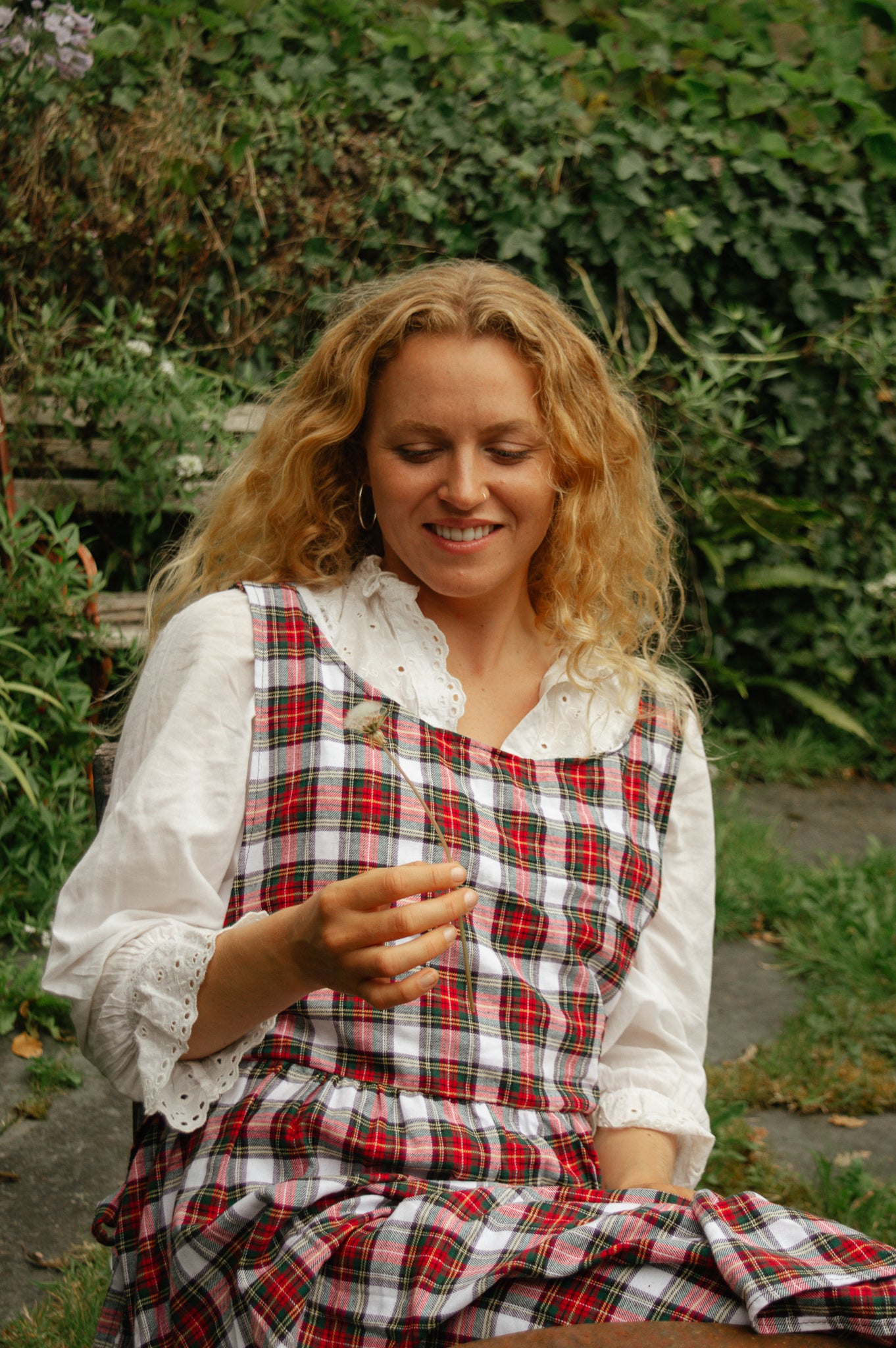 Pinny Dress - Red and White Tartan