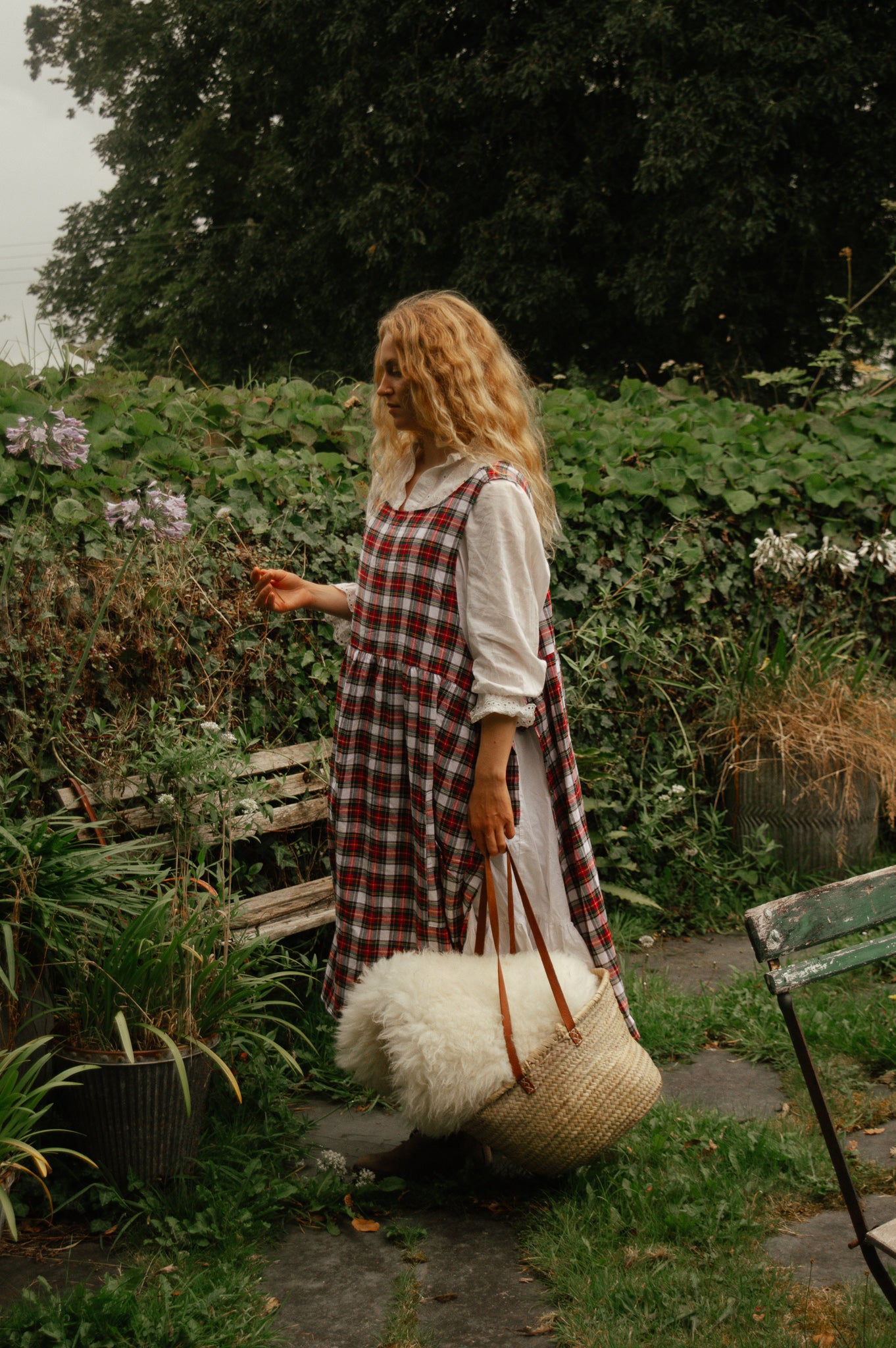 Pinny Dress - Red and White Tartan