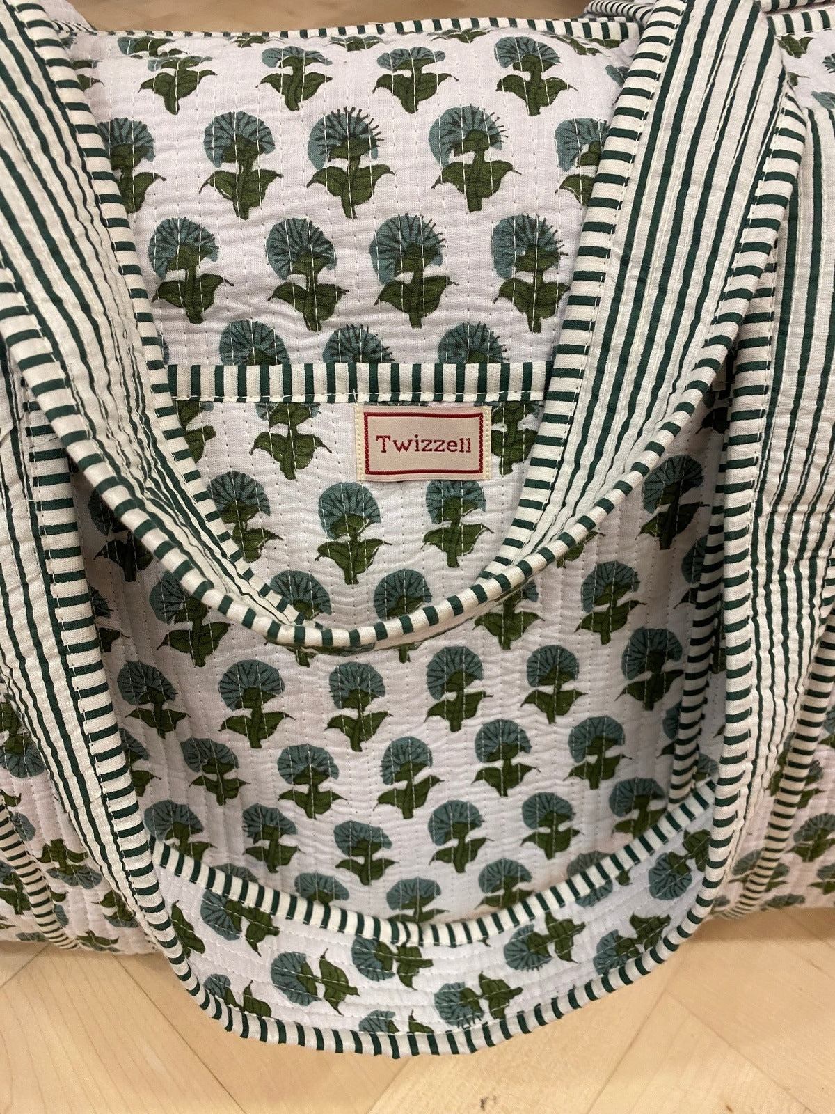 Indian Block Print XL Weekend Bag - Blue