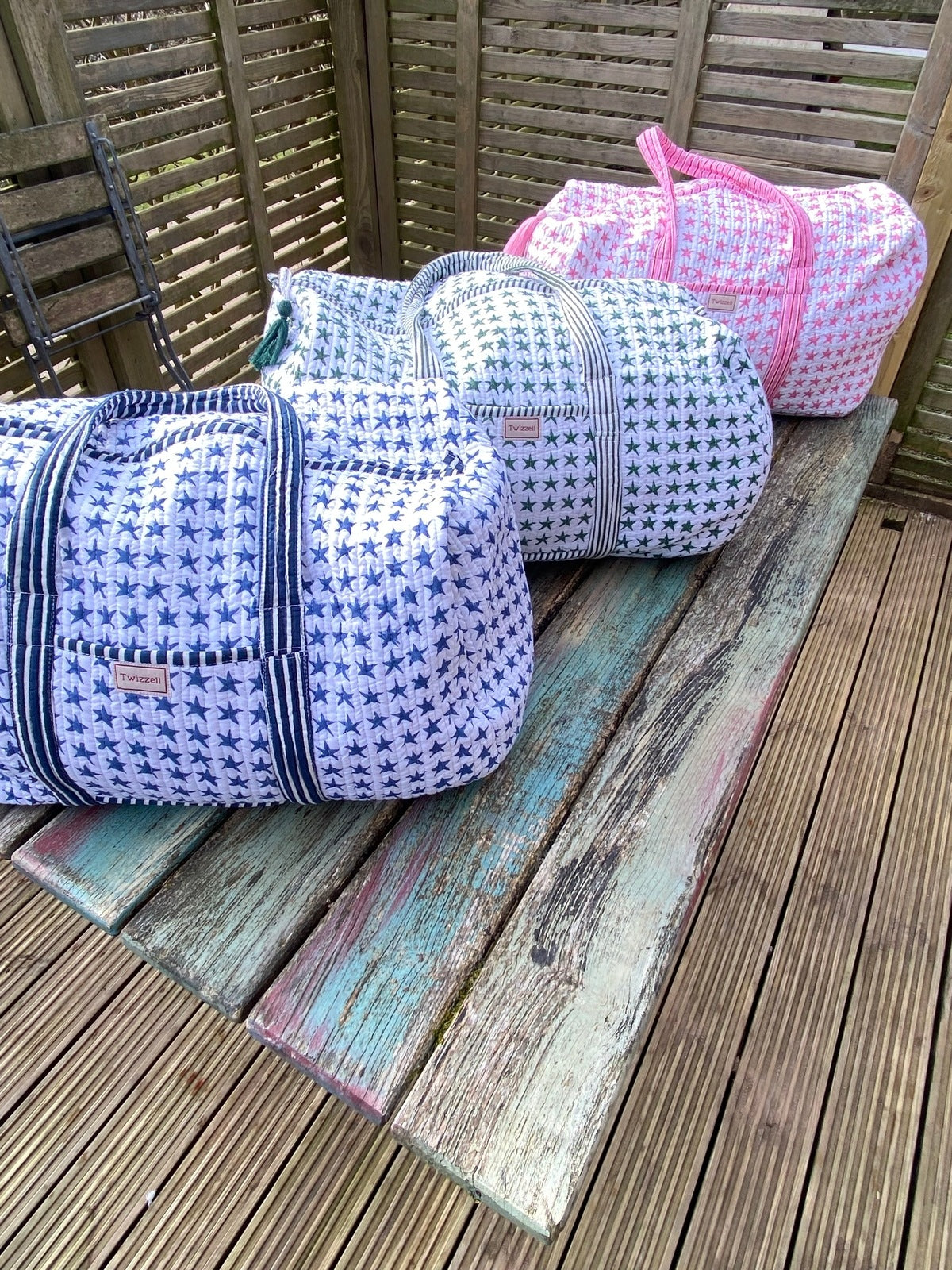 Indian Block Print Weekend Bag - Blue Star