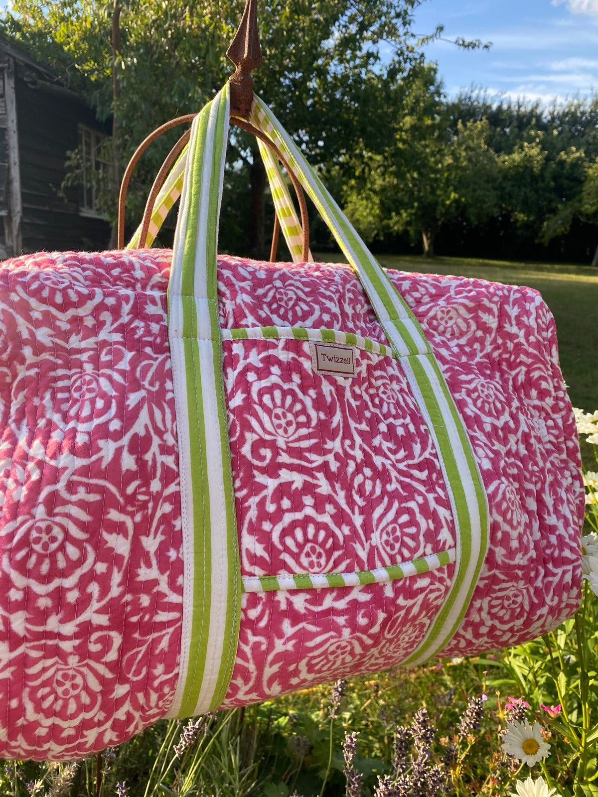 Indian Block Print Weekend Bag - Pink