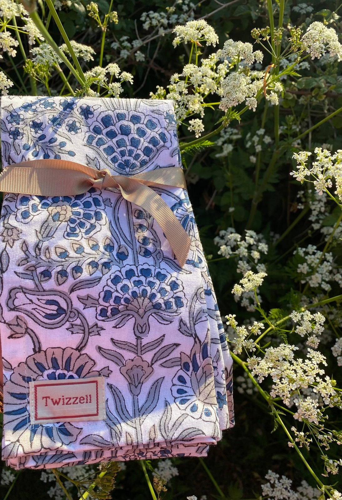 Indian Block Print Napkins Set of 4 - White and Grey