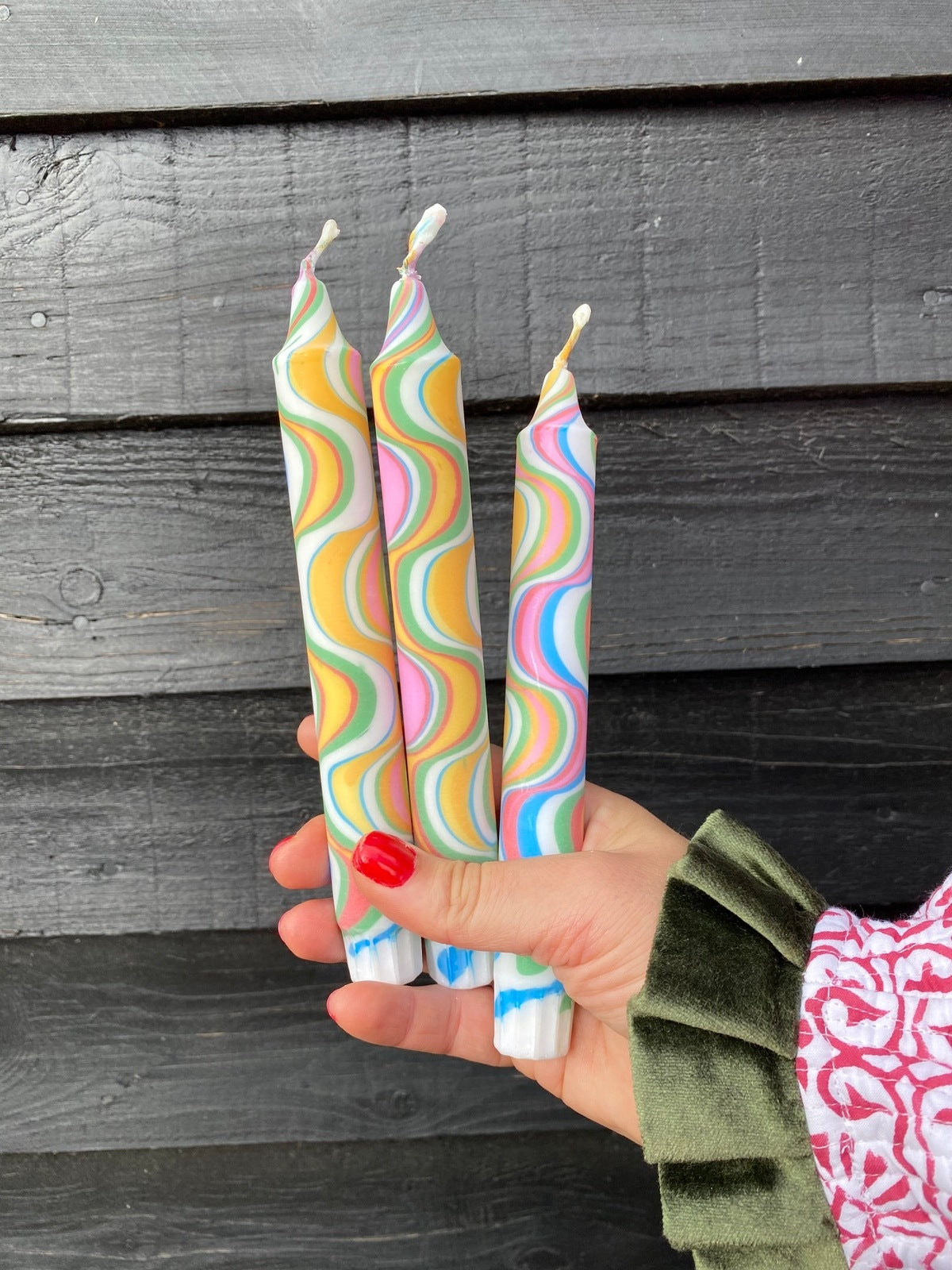 Rainbow Marble Candle