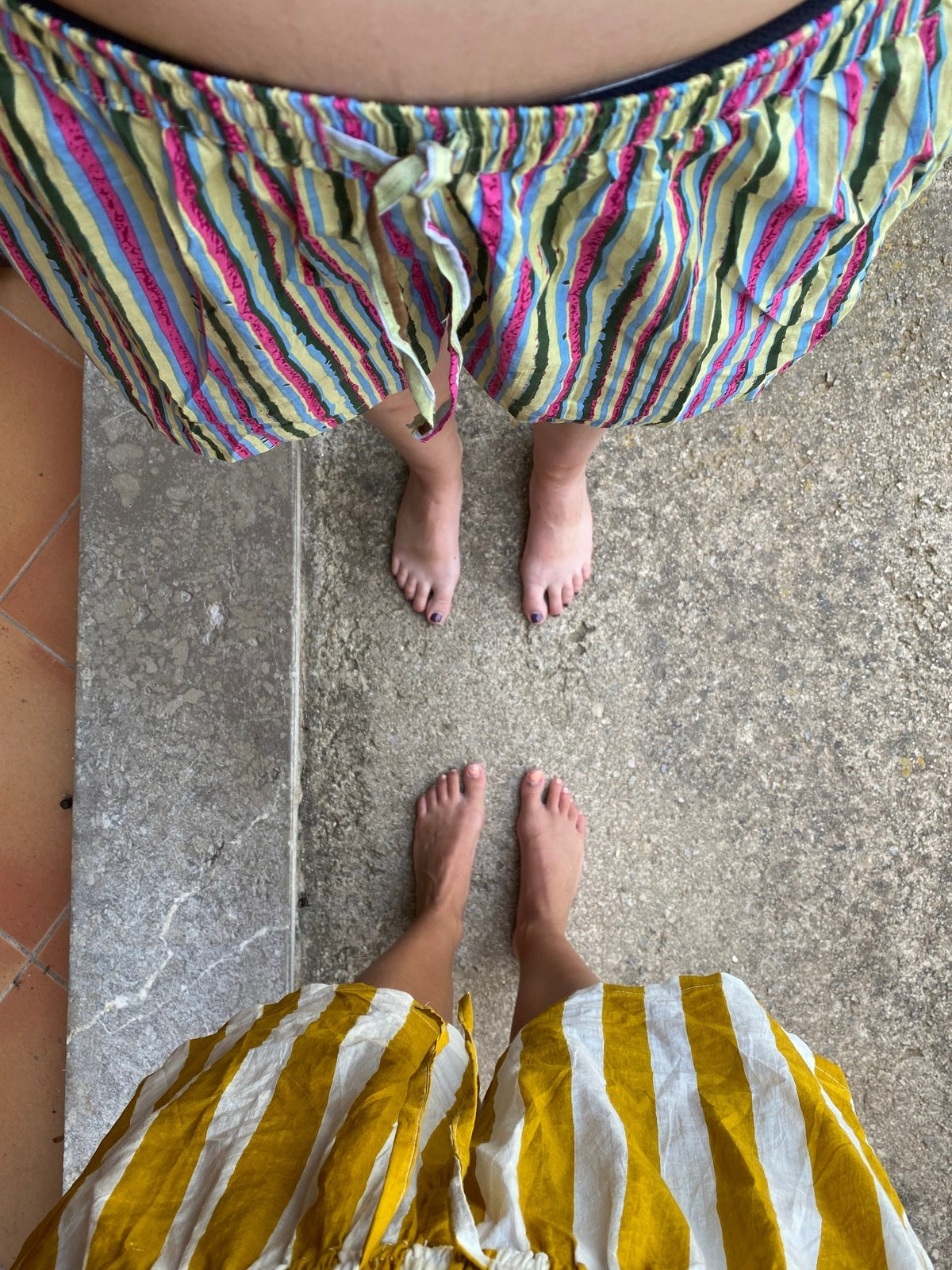 Unisex Indian Block Print Shorts - Yellow Stripe