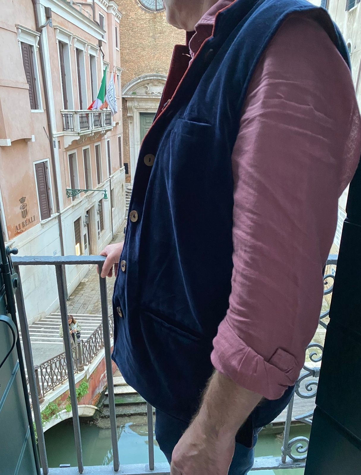 Nehru Jacket Navy and Rust