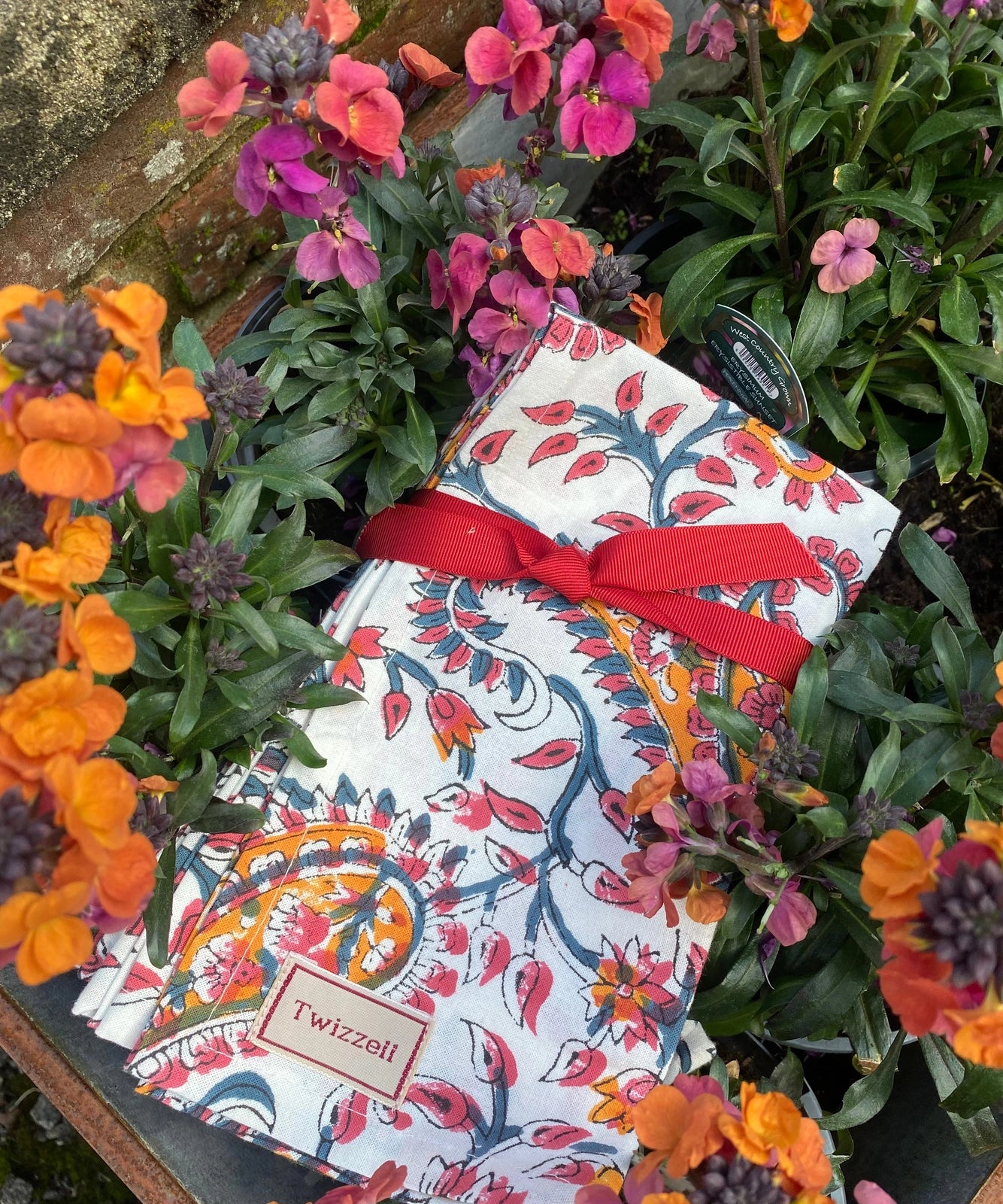 Indian Block Print Napkins Set of 4 - Red Paisley