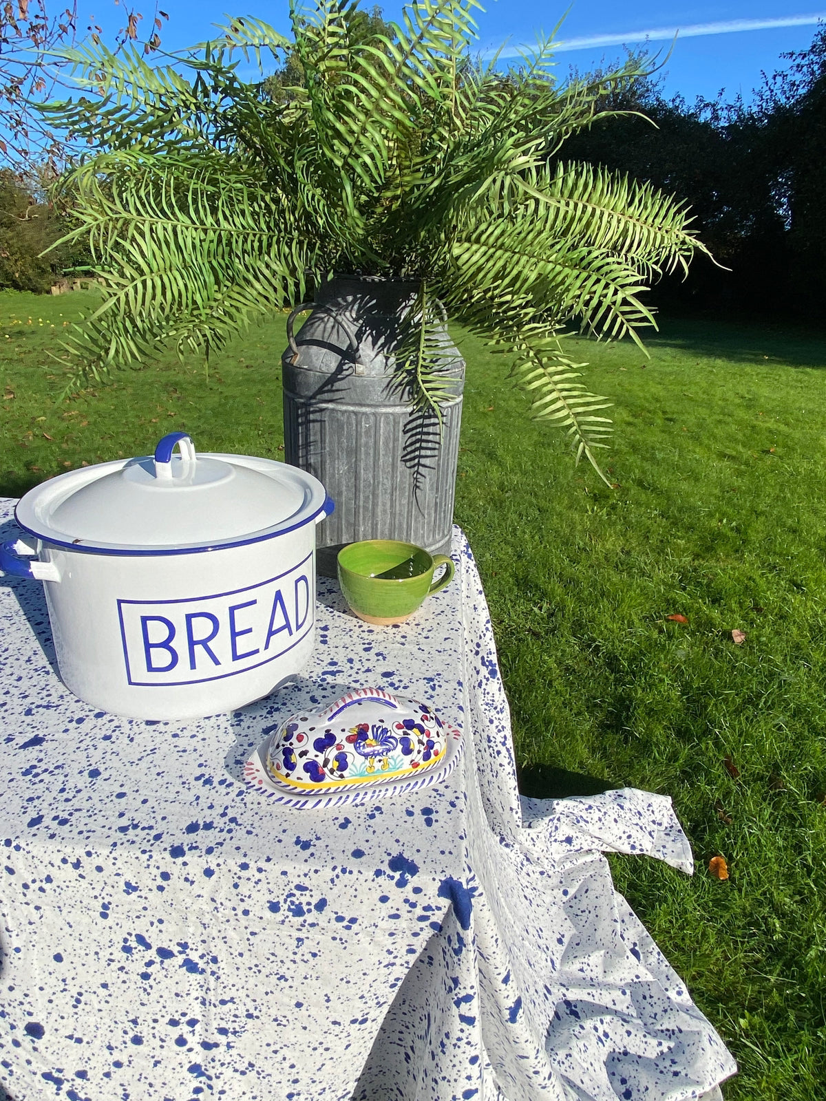 Blue Splatter Tablecloth