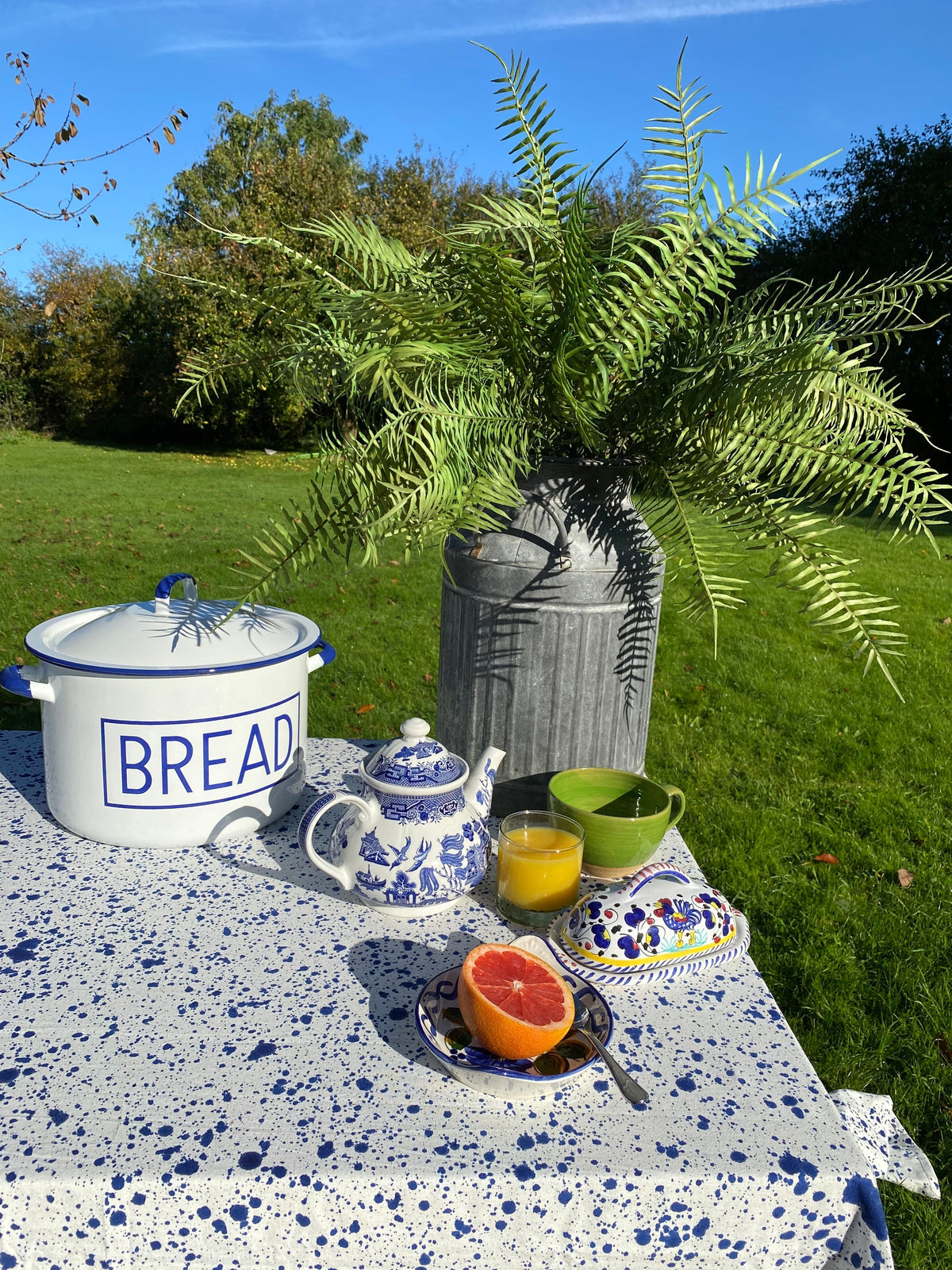Blue Splatter Tablecloth