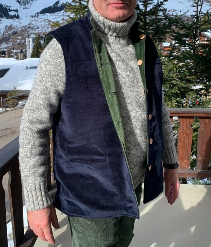 Nehru Jacket Navy and Forest Green