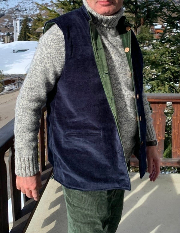 Nehru Jacket Navy and Forest Green