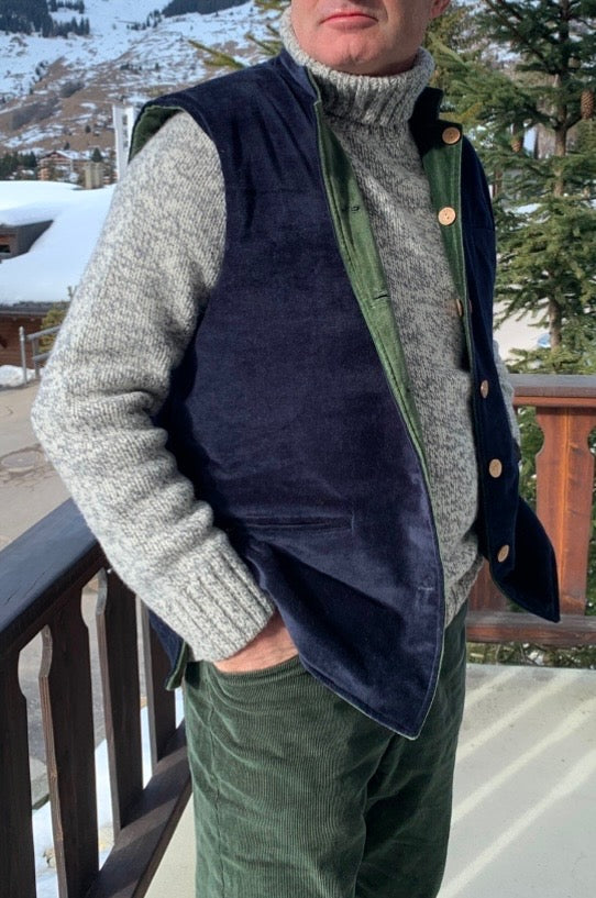 Nehru Jacket Navy and Forest Green