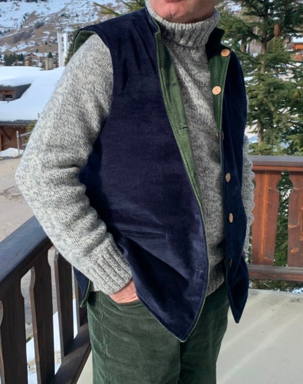 Nehru Jacket Navy and Forest Green