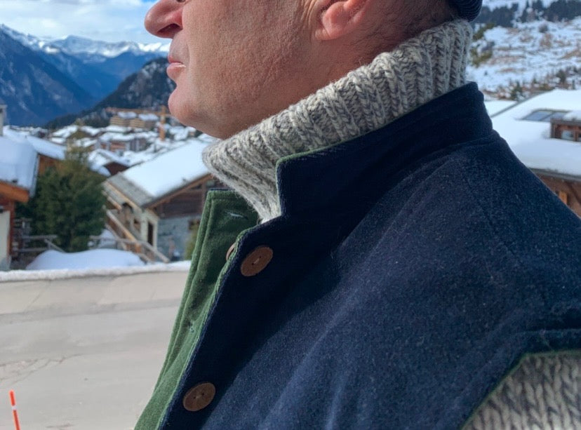 Nehru Jacket Navy and Forest Green