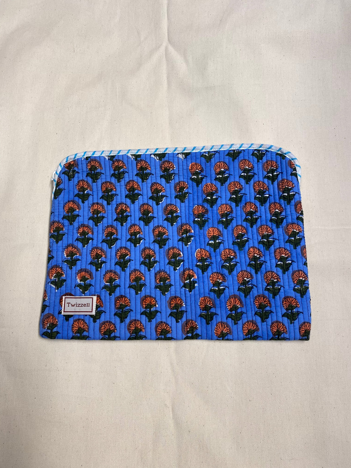 Indian Block Print Laptop Pouch - Blue