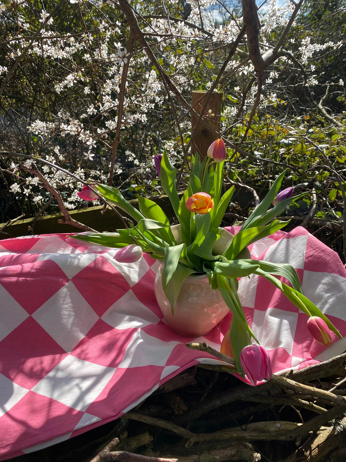 Pink Harlequin Tablecloth