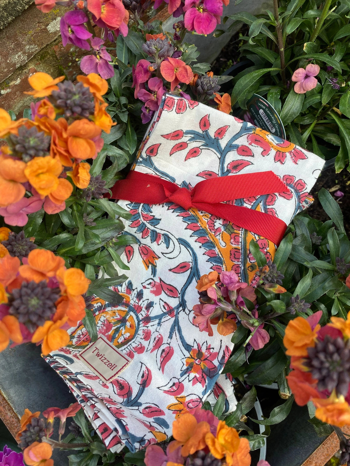 Indian Block Print Napkins Set of 4 - Red Paisley