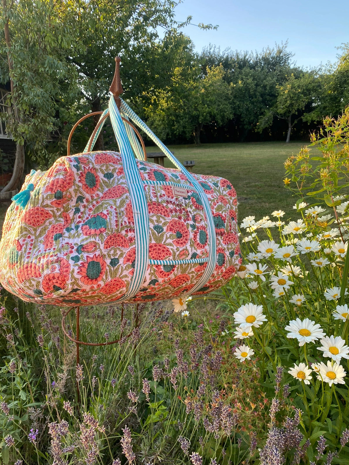 Indian Block Print Weekend Bag - Apricot